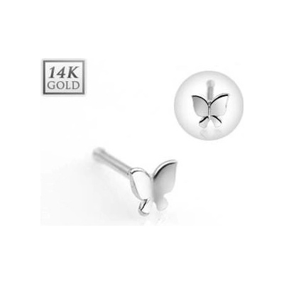Šperky4U zlatý piercing do nosu motýlek ZL01120-WG