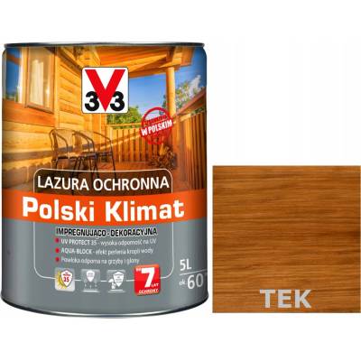 V33 Ochranná a dekorační lazura 7 let Polský Klimat 5l Tek
