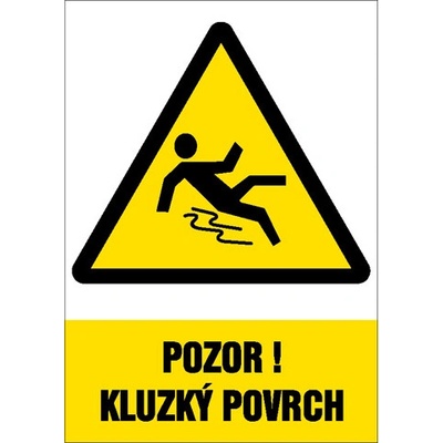 Značka Pozor – kluzký povrch, samolepicí fólie, 148 × 210 mm BZ FD385