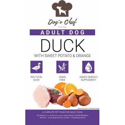Dog's Chef Duck With Sweet Potato & Orange Adult 15 kg
