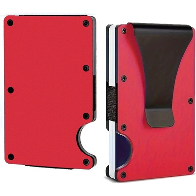 Handel Kovová minimalistická peňaženka s RFID ochranou Dekor / červená