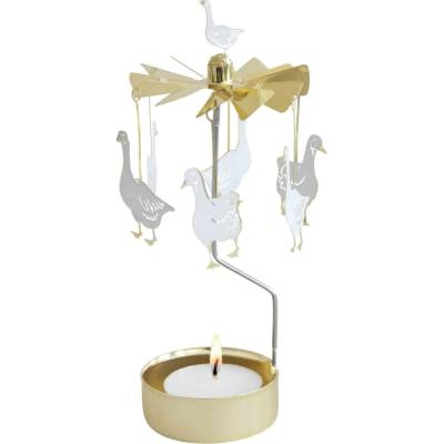 Pluto Design Rotující svícen Garden Geese, zlatá barva, kov – Zboží Dáma