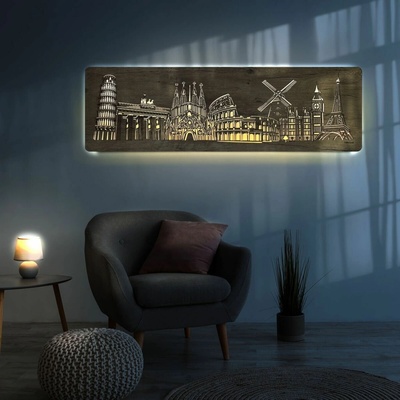 Európske pamiatky - svetelný obraz 130 x 40 cm