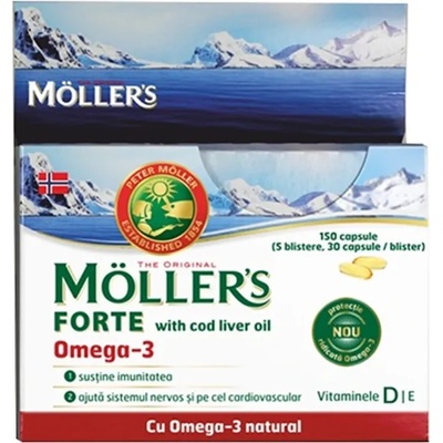 Möller’s Omega-3 Forte от черен дроб на треска, 150 капсули, Mollers