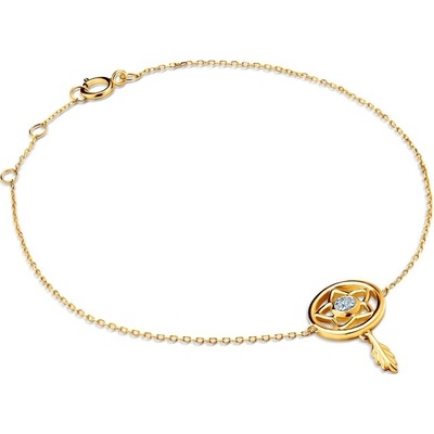 SAVICKI Náramok s príveskom lapač snov žlté zlato s diamantom 0.01 ct 18 cm - SAVB08078 Y C