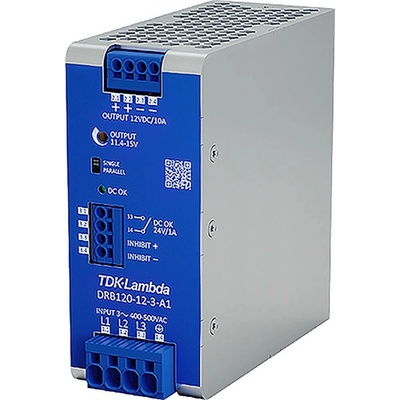 TDK DRB120-12-3-A1 sieťový zdroj na montážnu lištu (DIN lištu), 15 V/DC, 10 A, 120 W, výstupy 1 x