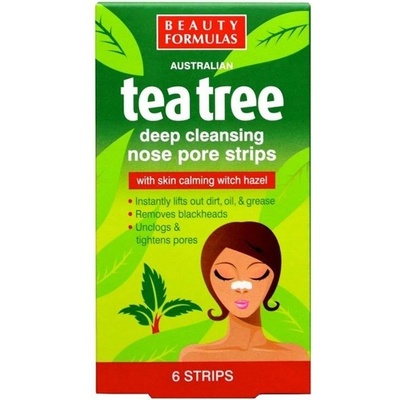 Beauty Formulas Tea Tree, дълбоко почистващи ленти за нос (6 бр. )