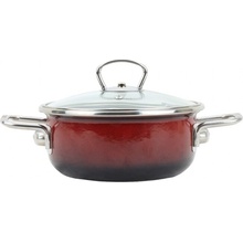 BELIS Smaltovaný kastról so sklenenou pokrievkou 20 cm – 2,3 l – PREMIUM OMBRÉ červený - 72920-033A0DN3