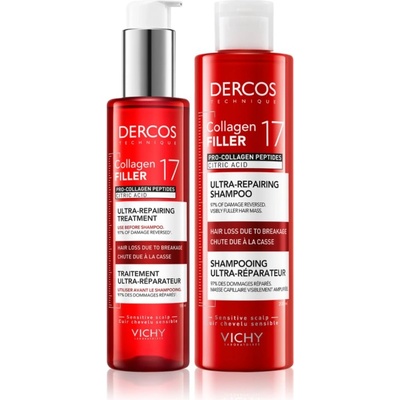 Vichy Dercos Collagen Filler 17 комплект за тънка коса със склонност към косопад