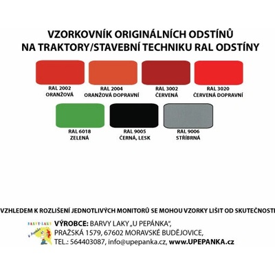 U PEPÁNKA s.r.o. BARVY NA TRAKTORY Originální odstín RAL 3020 červená 2-K Polyuretan, SET s tužidlem Velikost: 1,25kg SET