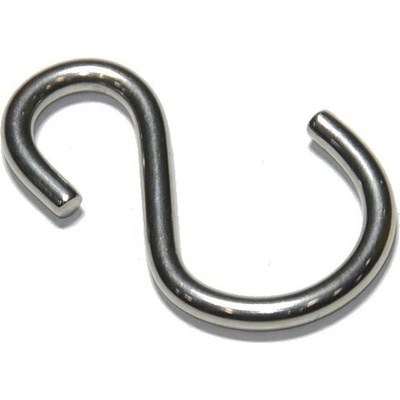 S hák nepravidelný, nehrdz. oceľ A2, 4mm