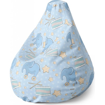 Sablio sedací vak Pear bubny a sloni 140 x 100 x 25 cm