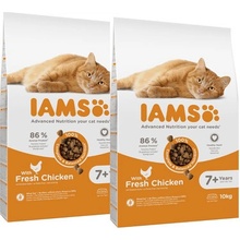 IAMS for Vitality Senior pre staršie mačky s čerstvým kuracím mäsom 2 x 10 kg