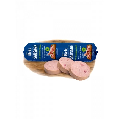 Brit Деликатесен салам за кучета Brit Sausage Chicken&Venison - с 87% свежо пилешко месо и 8% еленско месо 800гр