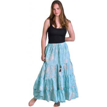 Sanu Babu dlouhá sukně z recyklovaných sárí patchwork guma v pase
