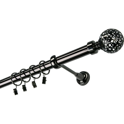 OK-GarnýžeCY Garnýž kovová jednořadá 25mm Koule retro onyx 200 cm do stěny / kroužky s žabkou