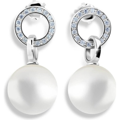 Cutie Jewellery Pôvabné perlové náušnice z bieleho zlata so zirkónmi Z6411-3123-10-X-2