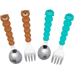 Melii Комплект прибори за хранене Melii - Неръждаема стомана, 12м+, Bear & Shark (ML16000) - baby