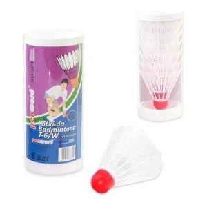 Penword Badminton ailerons white op 6 pcs. in tube T-6/W