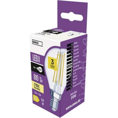 Emos LED žárovka Filament Mini Globe E14 6 W 60 W 810 lm teplá bílá