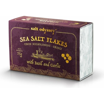 Salt Odyssey Grécka soľ, cesnakovo bazalková, (vločky), 75g