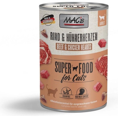 MAC's Mac’s Cat Beef and Chicken hearts - Премиум консервирана храна за котки с говеждо месо и пилешки сърца, 200 гр