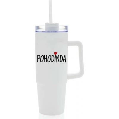Giftie Pohodinda bílá cestovní termoska s průhledným víčkem 900 ml
