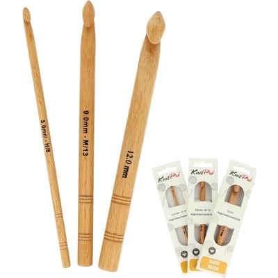 KnitPro Basix Birch drevený háčik 15 cm