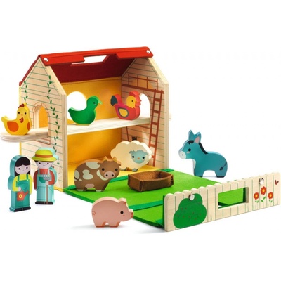 Djeco dřevěná farma se zvířátky 9 figurek – Zbozi.Blesk.cz