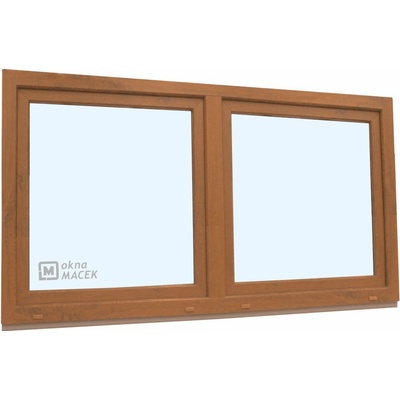 KNIPPING Plastové okno - 70 AD, 2100x900 mm, O/OS sloupek, zlatý dub Sklo: čiré, Barva, imitace: zlatý dub/bílá (jednostranně)