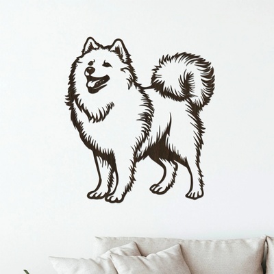 dřevo života Dřevěný obraz psa SAMOJED Rozměry (cm): 54x60, Zvolte barvu dekoru: Wenge