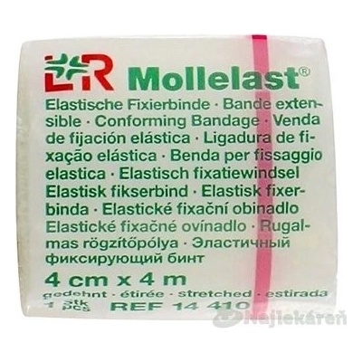 Mollelast 4 cm x 4 m obväz elastický fixačný jednotlivo balený 1 ks