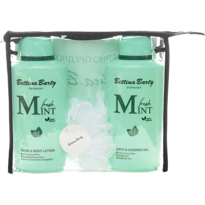 Bettina Barty Fresh Mint Комплект - Лосион и Душ гел, 2 х 500 ml + Несесер и гъба