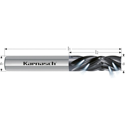 Karnasch 290417080022 | Tvrdokovová stopková fréza typ VRK pre bezotrepové frézovanie s vnútorným chladením 8x22-70x8 mm, Z=6