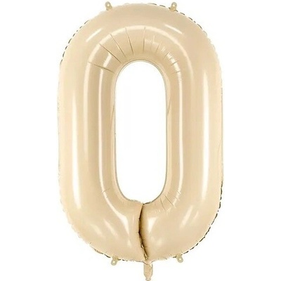 PartyDeco Fóliový balón narozeninové číslo 0 béžový 72 cm
