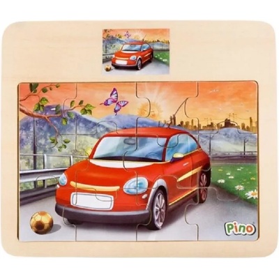 Pino Toys Дървен пъзел от 12 части Pino - Кола (4102.4)