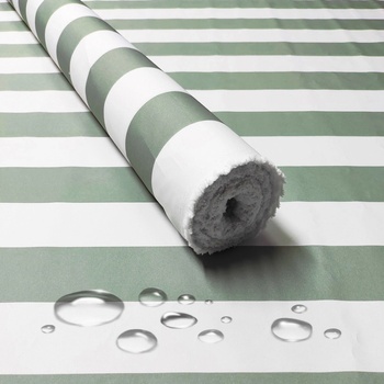 Nepremokavá látka, farba šedo-zelená prúžky, metráž 160 cm