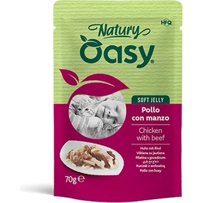 Oasy Cat Natury Soft Jelly Adult - Kuracie filety s hovädzím v želé 70 g