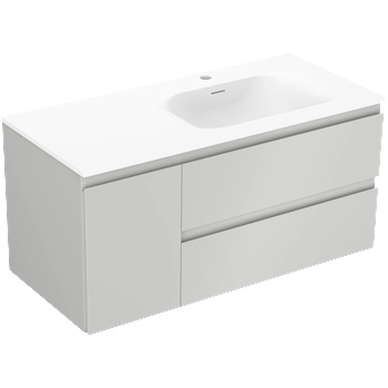 Mexen Orio Шкаф за баня 100 см с мивка Vela дясна, 2S, 1D, сив мат/бял мат (91A13-10047-3-BBFFF62-W23P01)