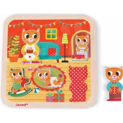 Janod puzzle Kočičky v pokoji 5 dílů