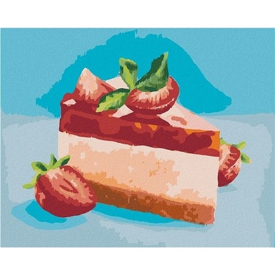 zuty Malování Podle Čísel Jahodový Cheesecake Myroslava Voloschuk 40 x 50 Cm Plátno Rám