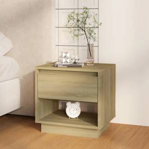 vidaXL Нощно шкафче, опушен дъб, 45x34x44 см, инженерно дърво (809518)