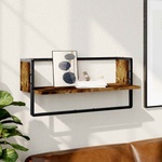 vidaXL Стенен рафт с шина, опушен дъб, 65x25x30 см (836290)