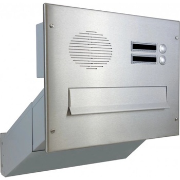 1x poštovní schránka D-041 k zazdění do sloupku + čelní deska s 2x zvonkem a HM TESLA - NEREZ / šedá