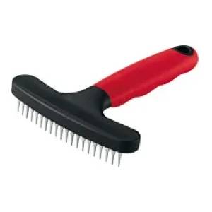 Ferplast Gro Dog rake - Гребен с метални заоблени зъбци, елиминира възлита от подкосъма, 14, 8 x 11, 4 x h 3 см