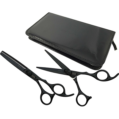 Olivia Garden Xtreme Set Matt Black - set nožníc na strihanie 575" a efilačné nožnice 635"