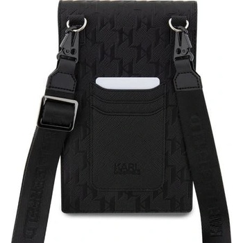 Púzdro Karl Lagerfeld Saffiano Monogram Wallet Phone Bag Ikonik NFT, čierne