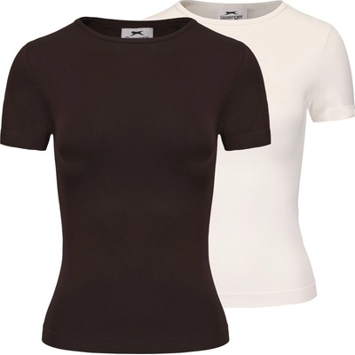Slazenger Дамска тениска Slazenger Fit Short Sleeve T-shirt Womens - Chocolate/Sugar