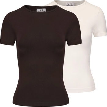 Image 1 of Slazenger Дамска тениска Slazenger Fit Short Sleeve T-shirt Womens - Chocolate/Sugar