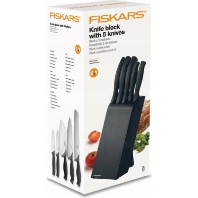 FISKARS CONTROL 1073023 Sada 5 kuchyňských nožů v černém bloku